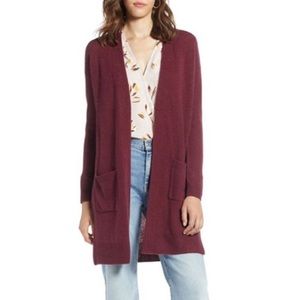 Nordstrom Halogen Cashmere Burgundy Wool Cardigan